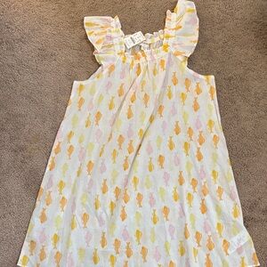 Crewcuts White Dress with Pink, Yellow, and Orange Fish Print